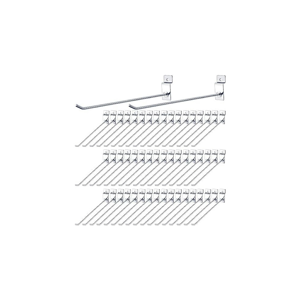 100 Pcs 10" Heavy Duty Slatwall Hooks, Silver Metal Hangers Â Compatible With Slatwall Panels 9405492404007