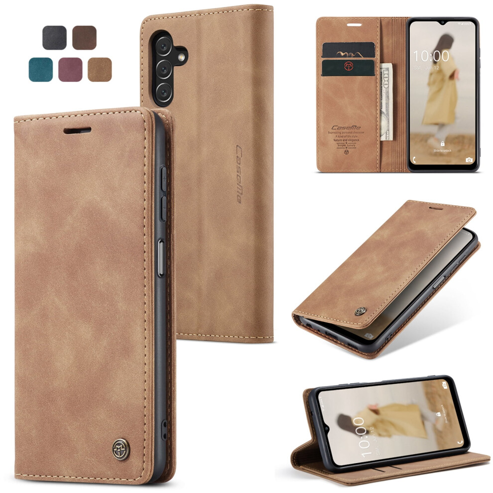Tech Circle Pu Leather Wallet Case For Samsung Galaxy A14 5G (6.6", 2023) – Rfid Blocking, Kickstand, Shockproof, Brown 9362892414251