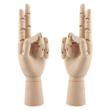 Wooden Hand Model, 2 PCS, 12 Inches Left and Right Hand Art Mannequin Figure with for Hand Jewelry Display, Decoration