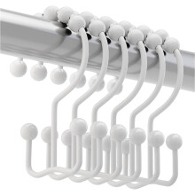 Crochets de rideau de douche blancs en métal antirouille, lot de 12