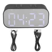 Adjustable Brightness Digital Alarm Clock With Bluetooth Speaker Dual Alarm Night Mode Loud Alarm Mirror Display Modern Design Battery Powered Snooze