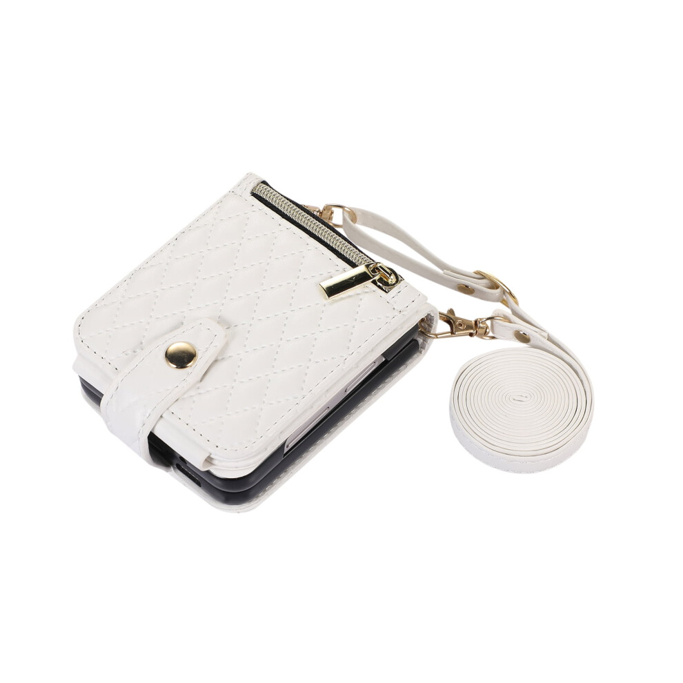 Tech Circle Cover For Compatible With Samsung Galaxy Z Flip4 Â Wallet Case With Shoulder Strap, Wristlet & Card Slots White 9362892411274