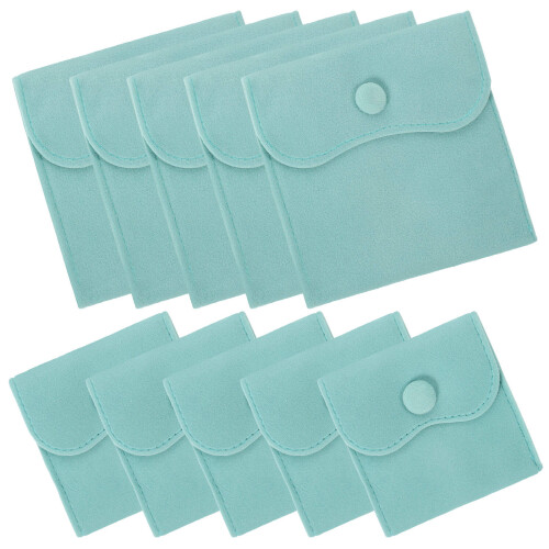30Pcs Elegant Sky-Blue Jewelry Pouch Lint Fabric with Snap Button 1