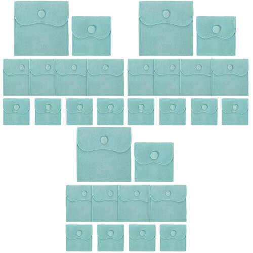 30Pcs Elegant Sky-Blue Jewelry Pouch Lint Fabric with Snap Button 2