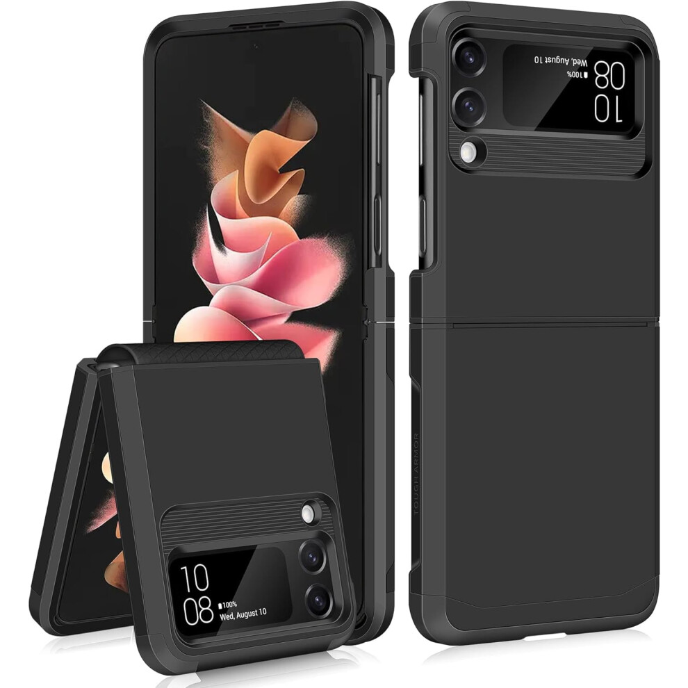 Compatible With Samsung Galaxy Z Flip 3 Case – Dual-Layer Shockproof Bumper With Upgraded Hinge Protection, Black 9132278010991