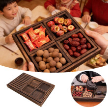 Plateau de service en bois 7 pièces (46 cm 28 cm) – Plateau tout-en-un pour thé, collations et goûters avec infuseur, idéal pour des