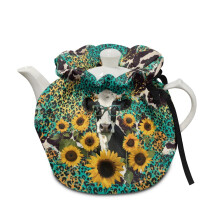 Sunflower Cow Teapot Cozy – Insulated Dust Cover with Elastic & Drawstring, Washable, Easy Install, Compatible with Most Teapots
