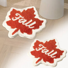 Xoxingysm Carpet Fall Bathroom Rugs 24", Absorbent Non-Machine-Washable, Cute Maple Autumn Mats for Bathroom/Bedroom, Orange & White