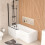 NES Home Nes Home Left L Shaped Shower Bath With Front End Panel & Matte Black Screen 1