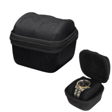 1 Slot Hard Watch Travel Case Watch Roll Case Storage and Organizer - with Shockproof Watch Pillow for Men and Women - Black 1 Slot