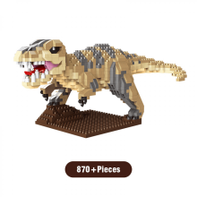 Dinosaurbyggeklossesett for voksne og barn 14+, 870+ deler, mikroklosser dinosaurmodellsett med utstillingsbase – kompatibel med LEGO