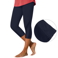 Capri Leggings for Women Navy Mesh Design Knee-Length