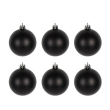 Black Christmas Ornaments Set Shatterproof Plastic 6 pcs