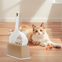 Cat Litter Scoop with Double Sieve Holes, Sloping Head, Fast Drainage, Hang/Stand Storage – Compatible with All Litters