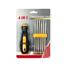 Multi-Function Magnetic Screwdriver Set with Steel/PP Handle, 6 Bits – Compatible with Small/Medium Electronics, Computers & Digital Appliances