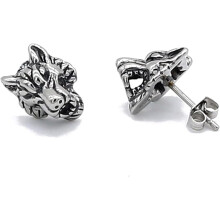 Punk Wolf Stud Earrings Stainless Steel 1 Pair
