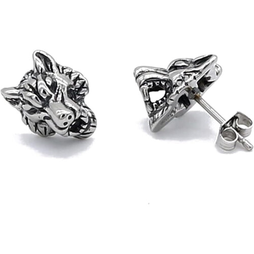 Punk Wolf Stud Earrings Stainless Steel 1 Pair