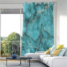 Turquoise Marble Blackout Curtain 84x42 in Thermal