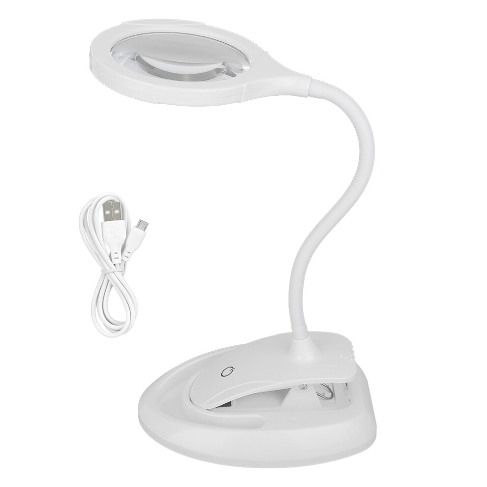 Flexible Gooseneck Magnifying Lamp With 2-In-1Design Led Color Modes Brightness Stepless Dimming Real Glass Magnifier Vision Support Tool For Light 9448483170437