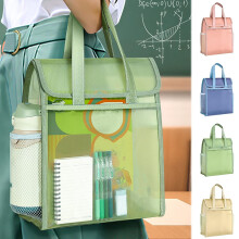 Doppellagige Netz-Buchtasche, extra viel Stauraum für Lehrbücher und Notizbücher – strapazierfähige Tasche mit Reißverschluss für den