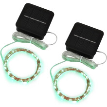 Solar Mini Teeny Tiny Lights,Starry String Light for Garden Fairy,Tree,Railing,Arbor,Fence,16 Feet 50LEDs,2 Pack,Green Color