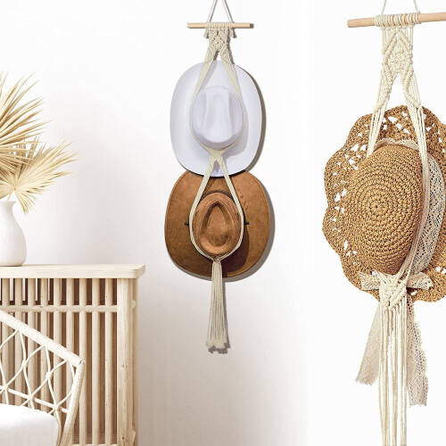 Κρεμάστρες για καπέλα μακραμέ, boho βάση για καπέλα, κρεμάστρα για καπέλα καουμπόη,
