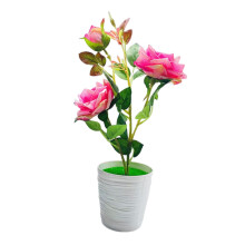Művirág Bonsai vázával, műrózsákkal, virágcserép, otthoni irodai dekoráció, asztaldíszek, dekorációk