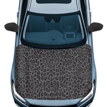Black & Gray Leopard 3pcs Car Hood + Mirror Cover Set – Heat-Resistant, Easy Install, Compatible with Most Cars