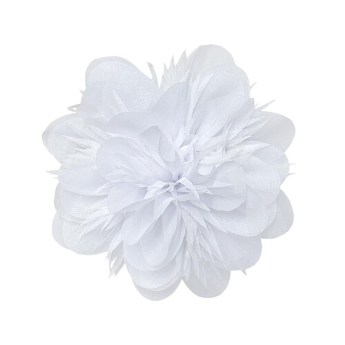 Seidenstoff-Blumenbrosche, weiße Pfingstrose, 14 cm