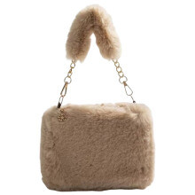 Flauschige Damen-Umhängetasche, lässige Plüsch-Handtasche, Alltagstasche (Khaki)