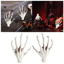 1 Paar realistische, lebensgroße Halloween-Skeletthände – für Requisiten, Dekoration, Streiche, Rollenspiele, Spukhäuser und Escape Rooms