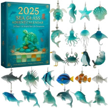Calendrier de l'Avent 24 jours sur le thème de l'océan, avec verre de mer et vie marine