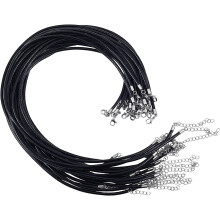 20 Stück 3 mm schwarze runde Lederkordel-Halsketten mit Karabinerverschlüssen aus Edelstahl 304 für Damen