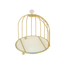 Gouden vogelkooi displaystandaard, dessertplateau met één laag, snackplateau