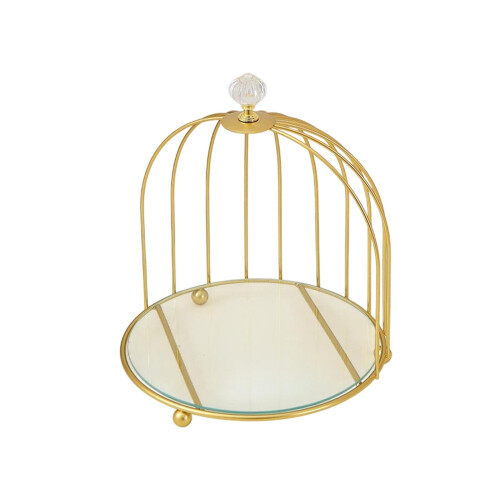 Gold Birdcage Display Stand Single-Tier Dessert Tray