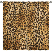 Leopard Print Curtains 42x63 Inch, Brown Animal Texture, Rod Pocket, for Living Room – 2 Panels Set