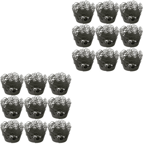 2 Count Gold Cupcake Liners Decorating Kit Clear Stand Black 2