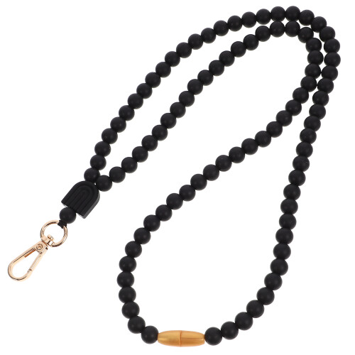 4Pcs Comfortable Black Silicone Phone Lanyards Beaded Anti-Lost Chains 2