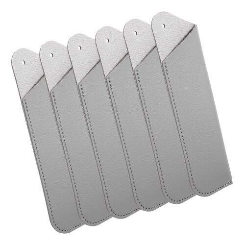 12Pcs PU Pen Sleeves Grey Pen Storage Pouch for Home Use 1