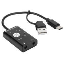 Noise-Free External Sound Card With Stereo Output And Microphone Input, Virtual7.1Channel Support, USB Bus Powered Plug And Play Adapter For PC Mac