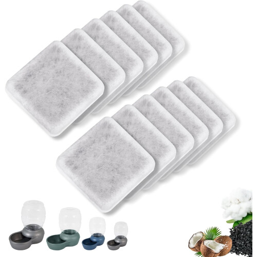 Charcoal Replacement Filters Compatible with Petmate Replendish Mason Gravity Waterers – 12-Pack