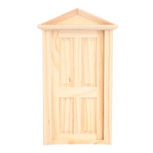 Drevené dvere do domčeka pre bábiky s nastaviteľným uhlom otvárania, klasické 4-panelové miniatúrne dvere, mierka 1/12, príslušenstvo,