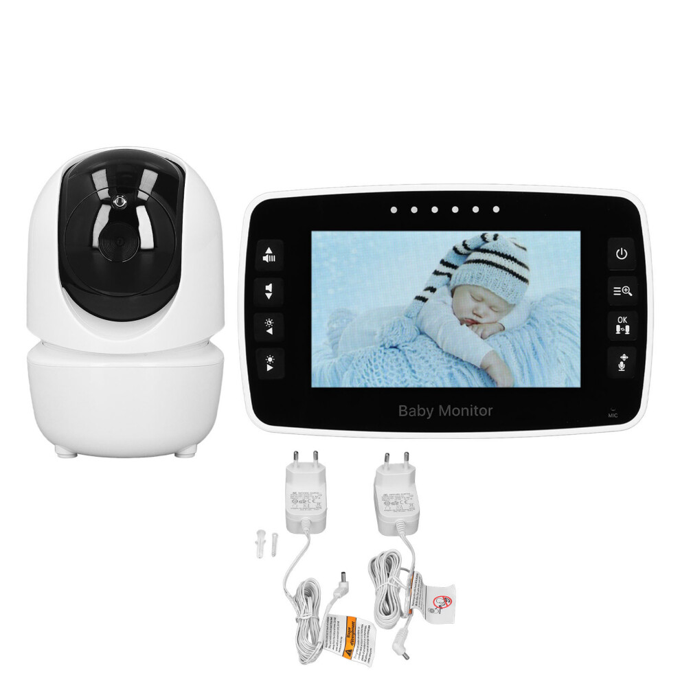 Baby Monitor With Night Vision And Remote Pan Tilt Split Screen Display Wireless Transmission Long Range Temperature Sensor Two Way Talk Lullabies