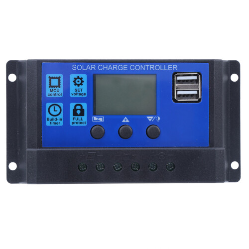 Smart solcelleladningsregulator 12V-24V system industriel mikrocontroller indbygget LCD-display timerindstilling tænd/sluk timer med omfattende