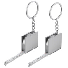 2 PCS Tape Measure Keychain Metal, Metric Scales Silver Retractable Easy Reading Key Chain Tape Measure