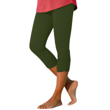 Women's Army Green Capri Leggings Knee-Length Lightweight