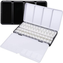 Art Watercolor Tin with Fold-Out Palette, Large Watercolor Tray Palette with 52 Empty Watercolor Half Pan for Artist