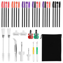 36 Pcs Sewing Machine Cleaning Kit Including Silicone Dense Hair Cleaning Brush, Tweezers, 2-Headed Brush, Screwdriver