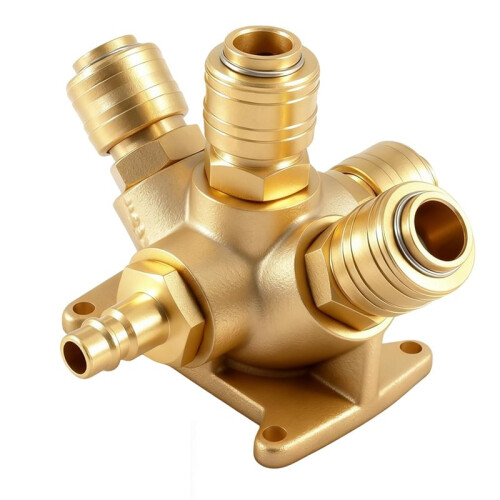 Compressed Air Distributor Wall Socket, Compressed Air Distributor, Brass,5 Compressed Air Coupling