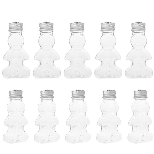 30Pcs Silver Refillable Gingerbread Man Beverage Bottles for Xmas 2